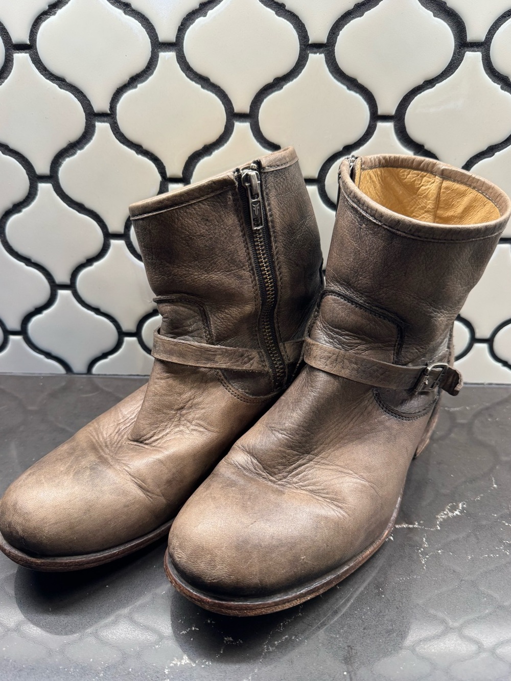 Women’s Frye Lynn Strap Distressed Leather Boots